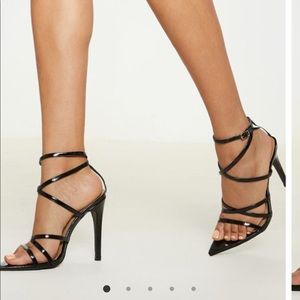 PLT Pointed open toe strappy pumps